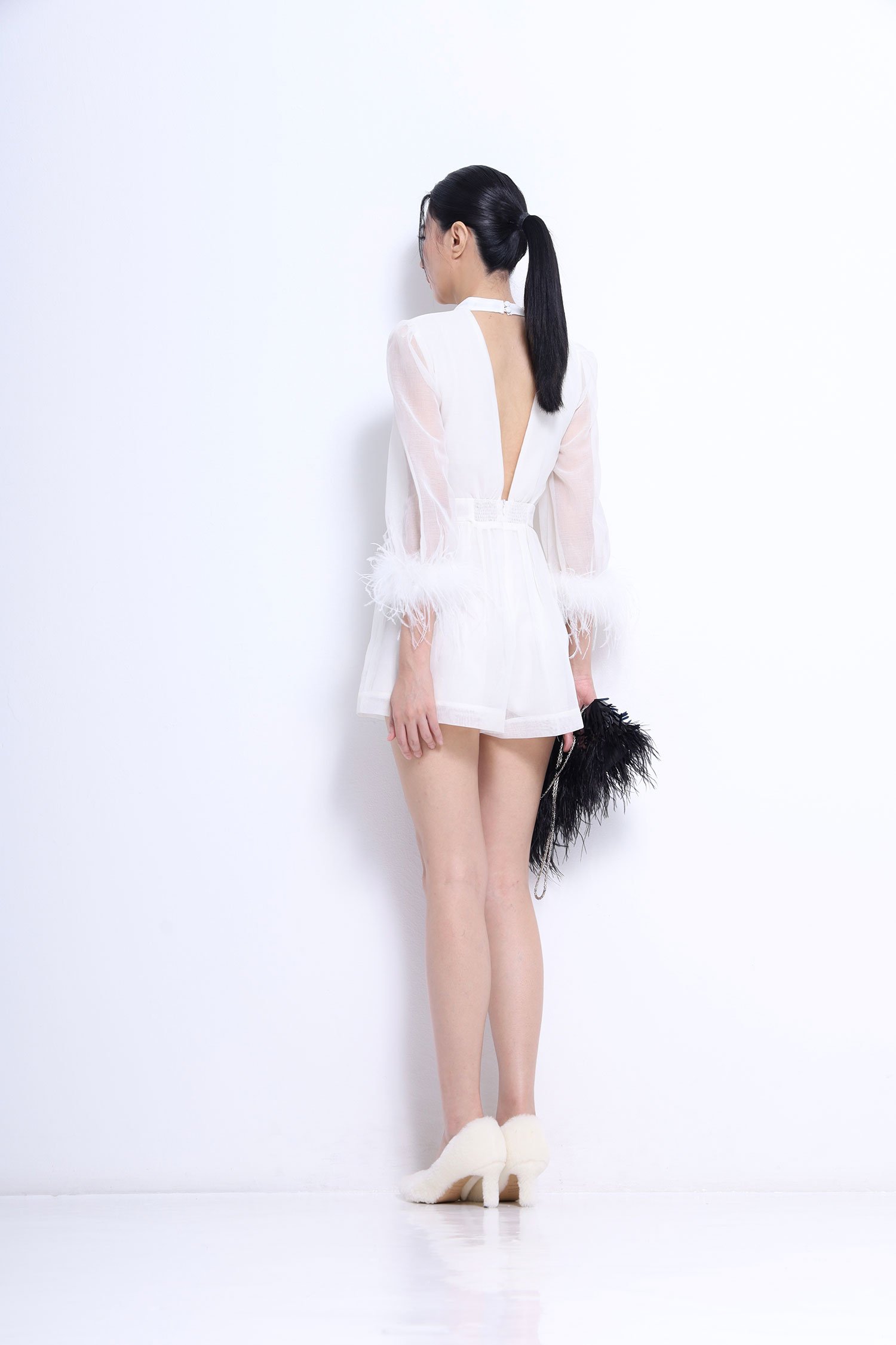 Keyhole Feather-Trim Jumpsuit - Image 4