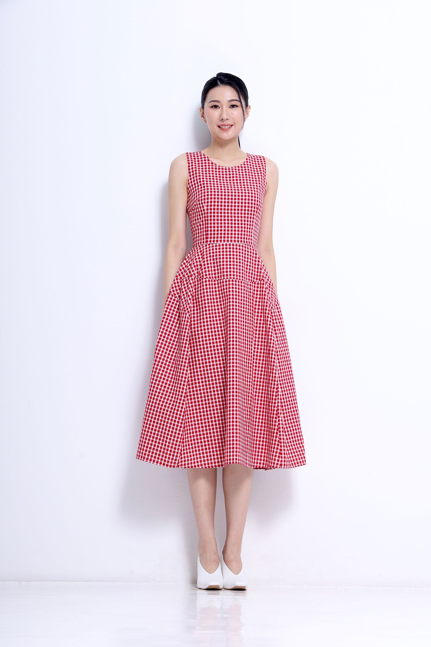 Sleeveless Fit-and-Flare Midi Dress