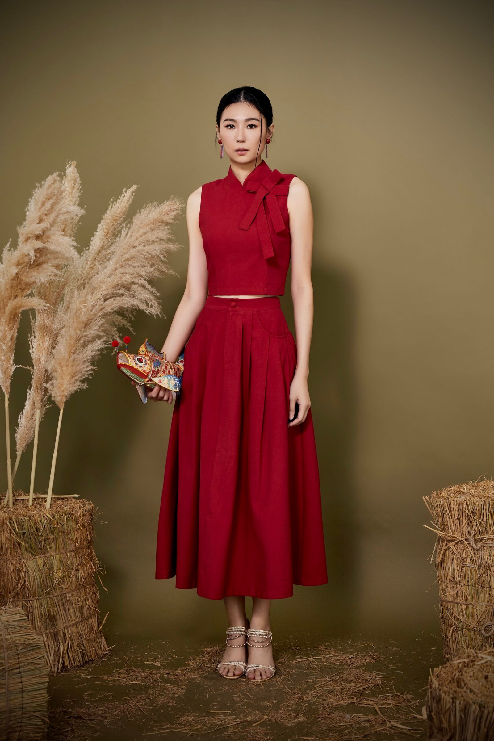 PLEATED A-LINE MIDI SKIRT - Image 2