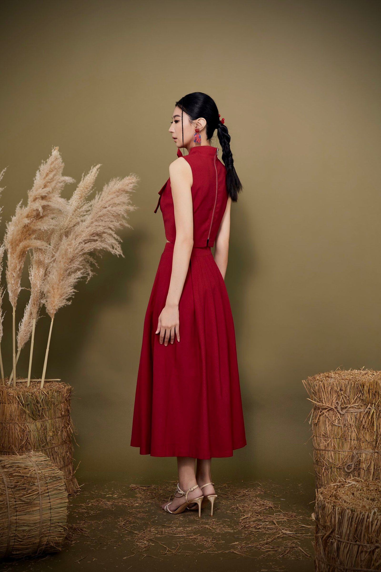 PLEATED A-LINE MIDI SKIRT - Image 3