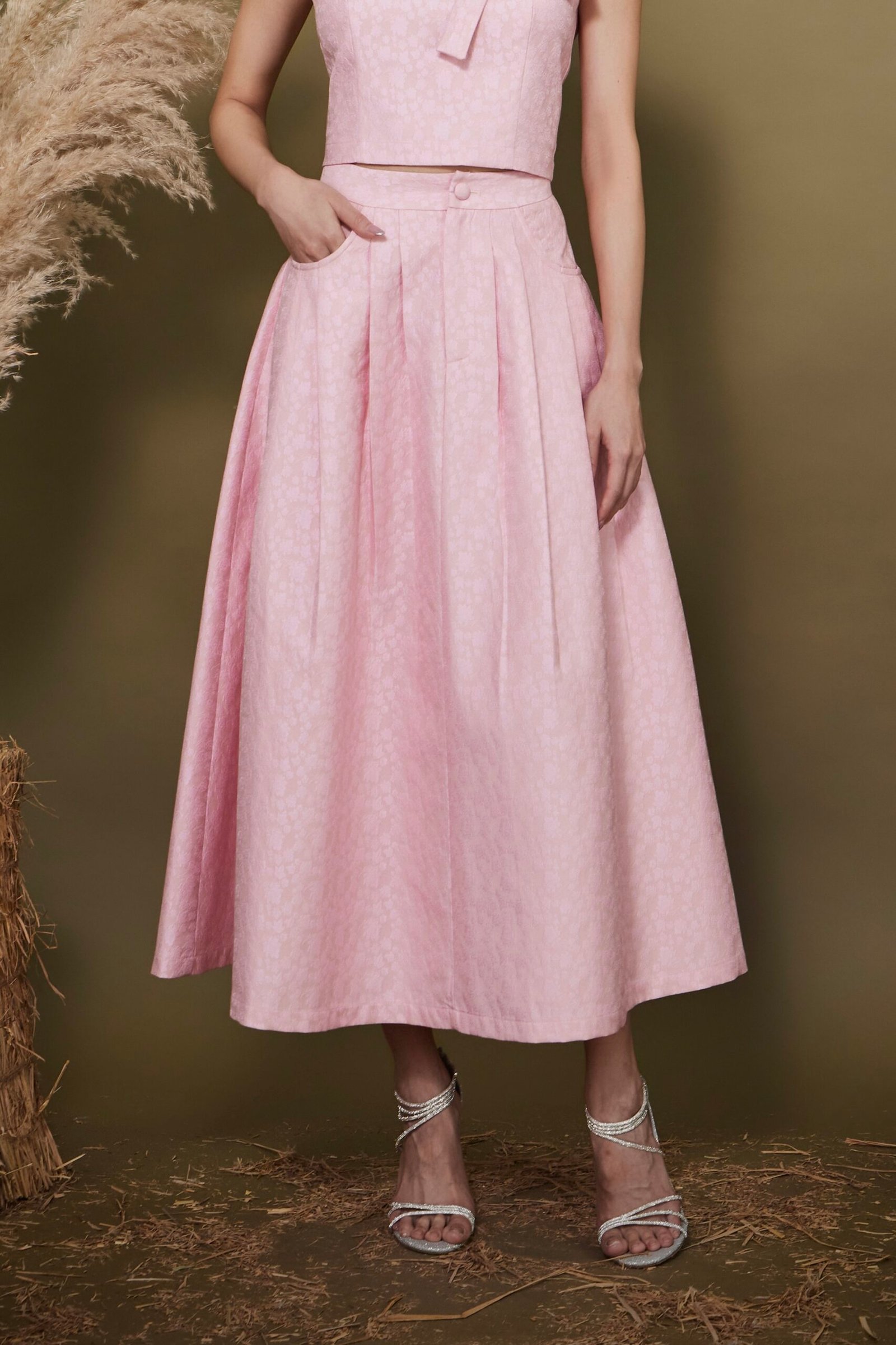 PLEATED A-LINE MIDI SKIRT - Image 4