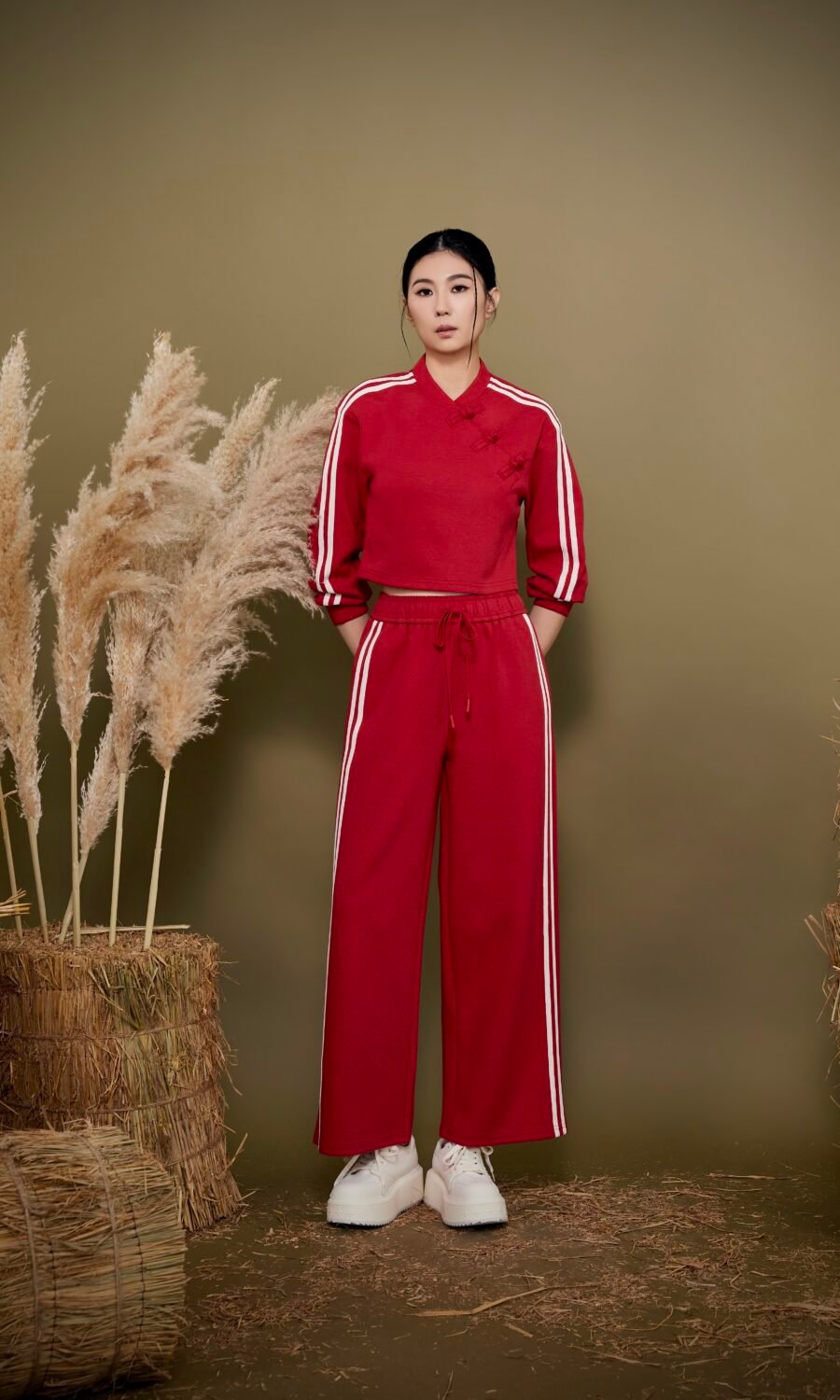 Cropped Mandarin Collar Top