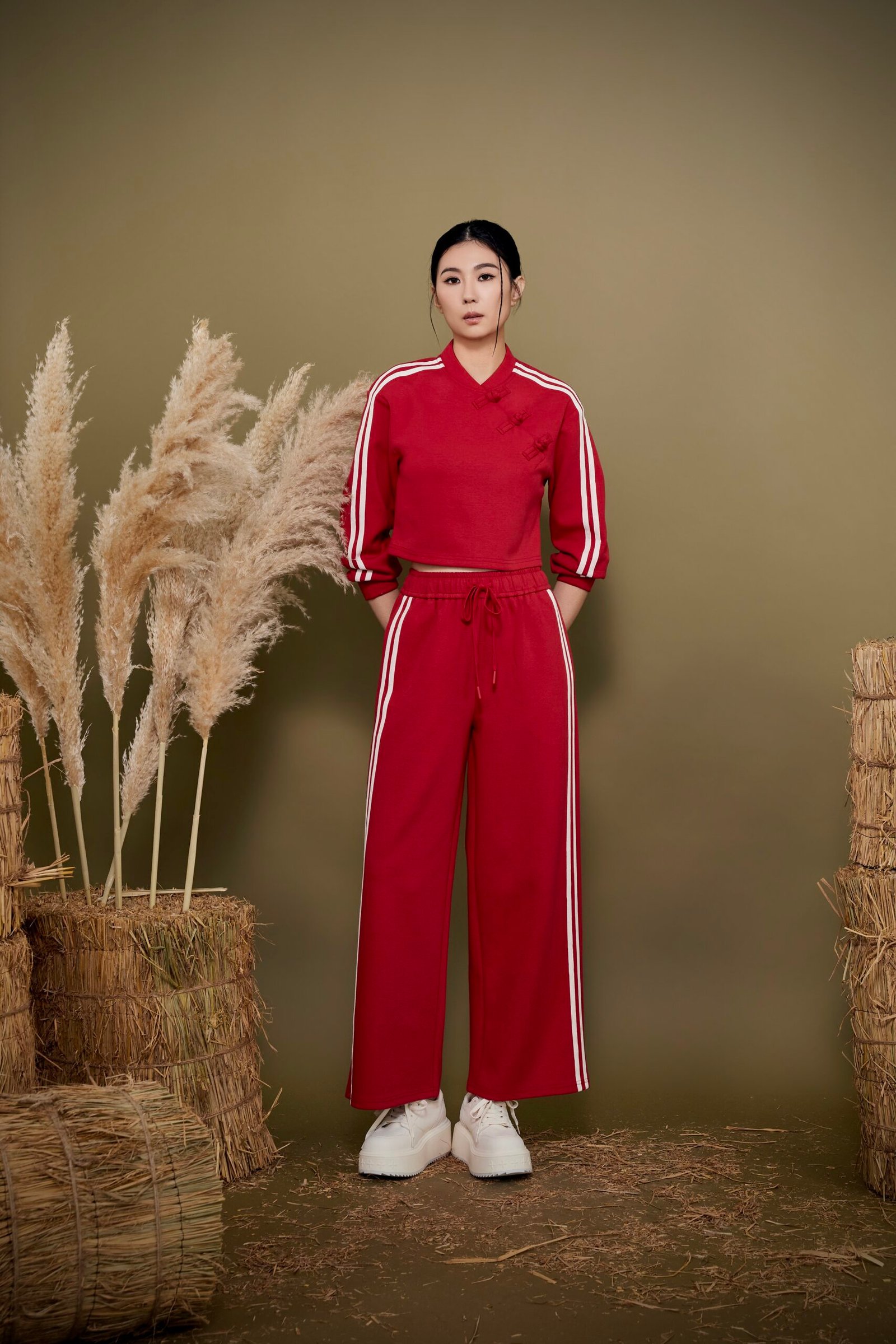 Cropped Mandarin Collar Top