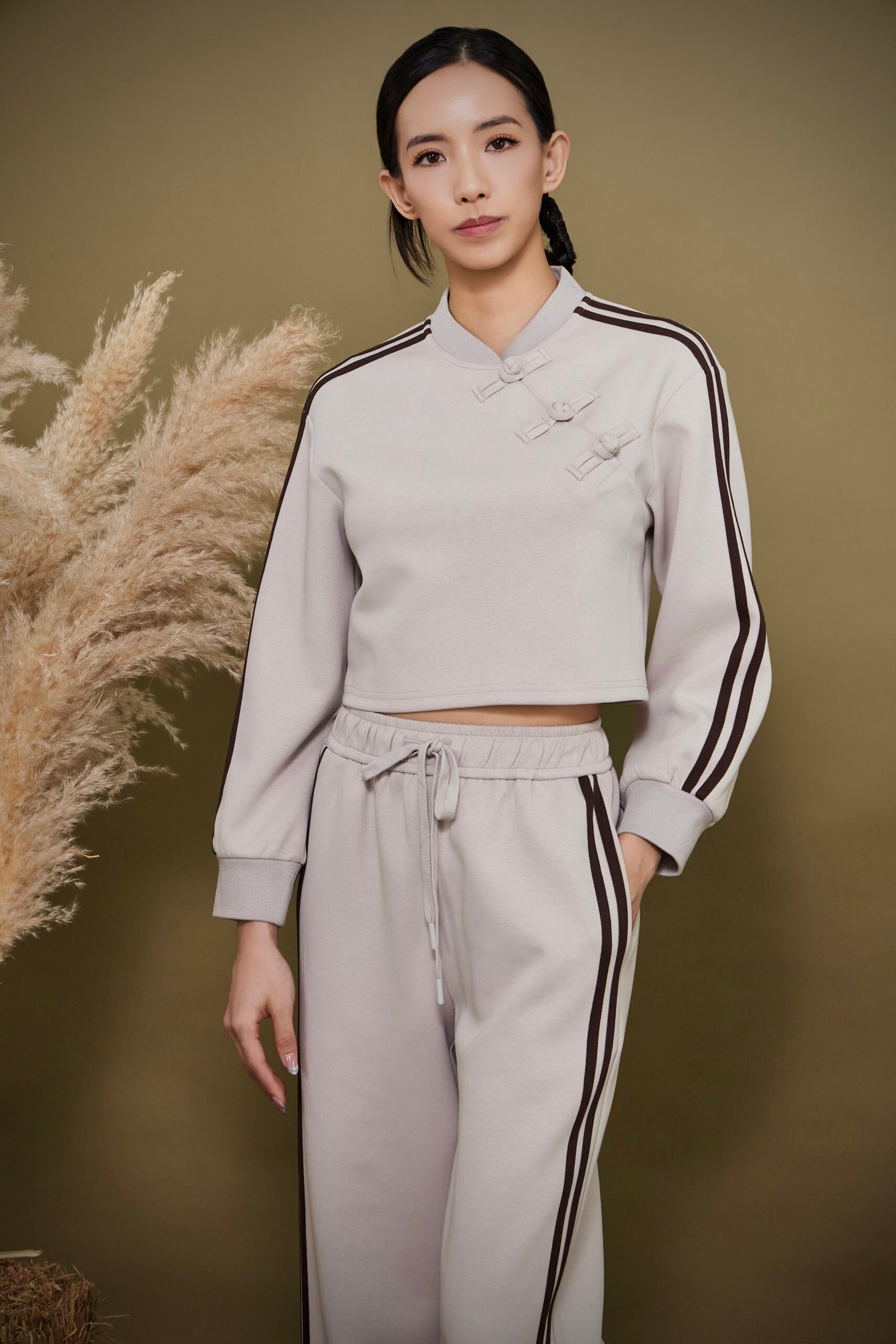 Cropped Mandarin Collar Top - Image 9