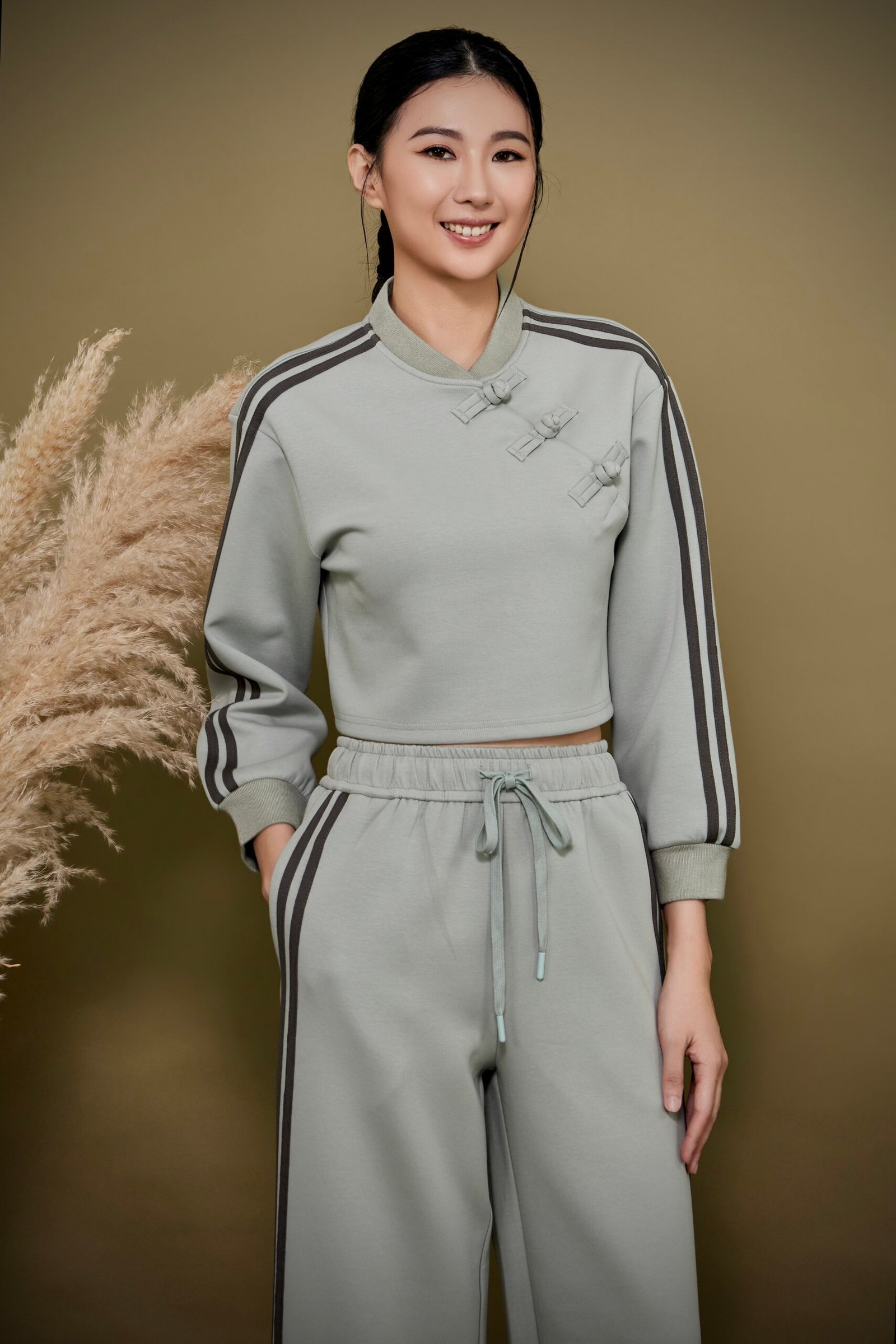 Cropped Mandarin Collar Top - Image 5