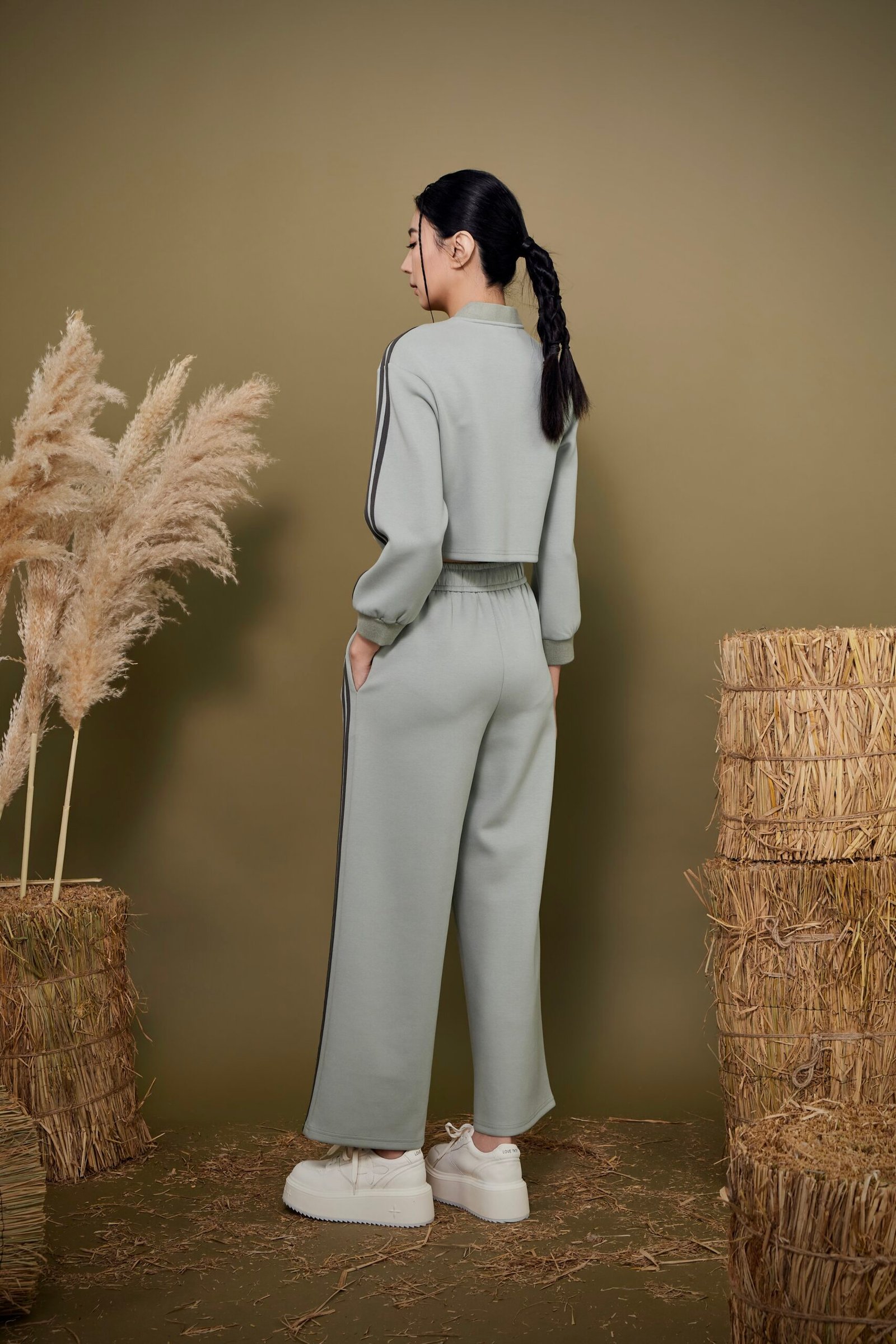 Cropped Mandarin Collar Top - Image 8