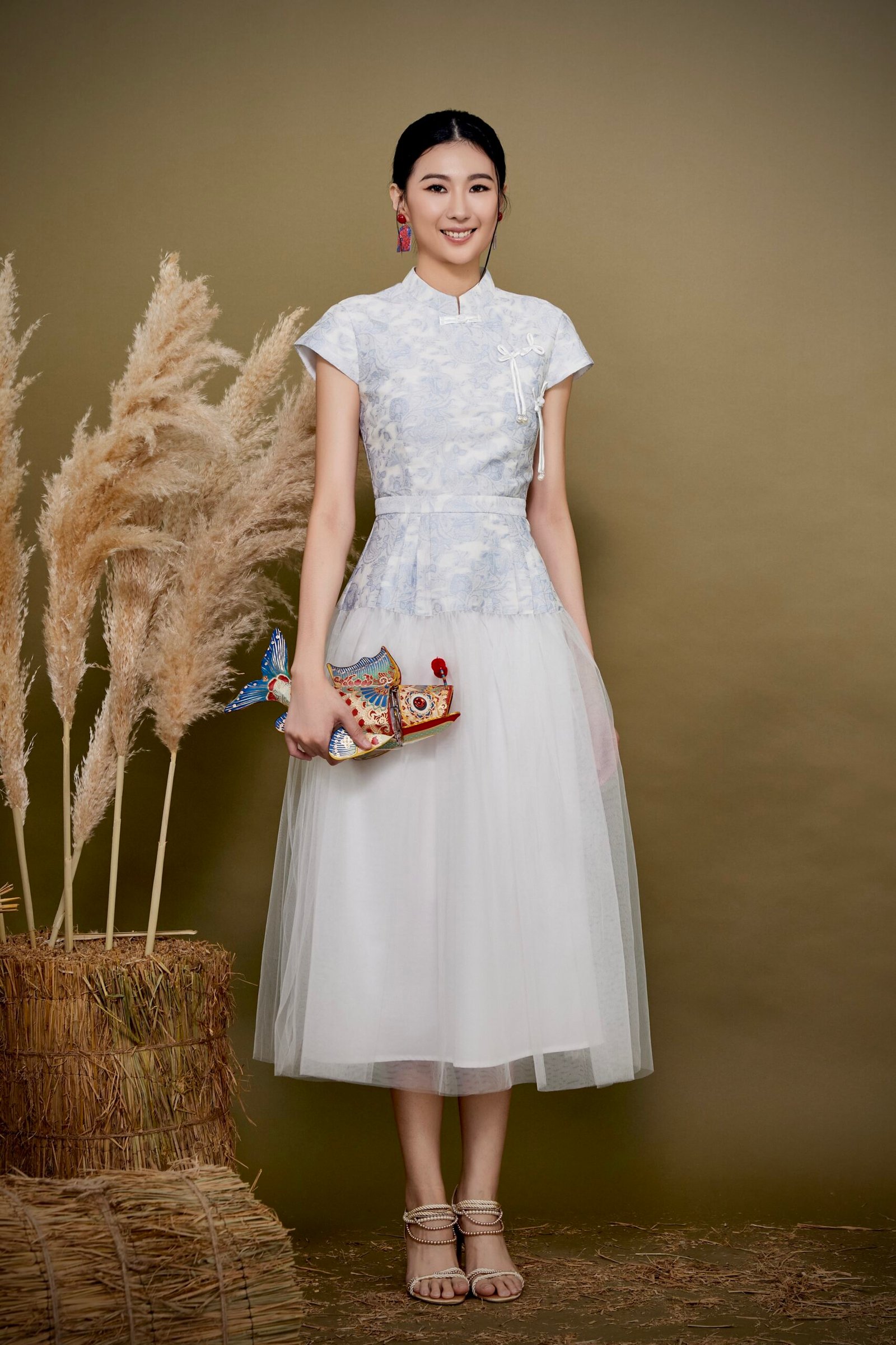 MANDARIN KNOT MIDI DRESS - Image 4