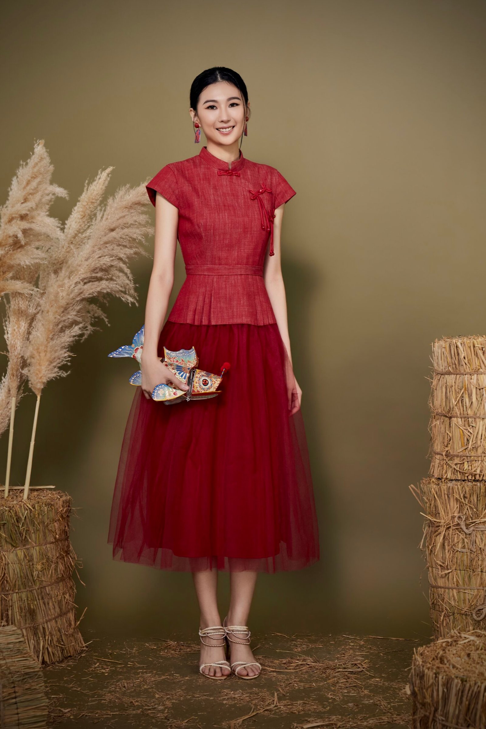 MANDARIN KNOT MIDI DRESS - Image 2